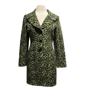 Ou Empereur Ou Rien Green & Black Leopard Print Button Front Jacket Size 7